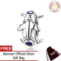 BAMOER Jet เครื่องบินแผ่นกั้นซิลิโคน925เงินสเตอร์ลิงสำหรับเดินทาง Charm สำหรับผู้หญิงสร้อยข้อมือยุโรป SCC1235