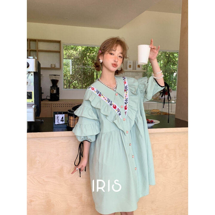 พร้อมส่ง-สินค้าลิขสิทธิ์แท้-iris-boutique-id2023k206-vanilla-ice-cream-dress-ชุดเดรสยาว-เดรส