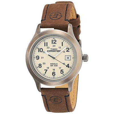 Timex Mens Expedition Metal Field Watch Brown/White/Red