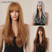 LOUIS FERRE Long Straight Synthetic Wigs for Women Light Brown Blonde Hair Wigs With Bangs Natural Daily Cosplay Heat Resistant [ Hot sell ] TOY CENTER