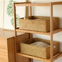 Rattan Basket for Organizing Woven Storage Basket Drawer Closet Organzier Sundries Cosmetic Snacks Storag Organizer Box Handle