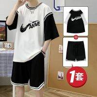 【July hot】 Mens summer suit 2022 new ice silk loose all-match trendy teenagers learning sportswear casual set