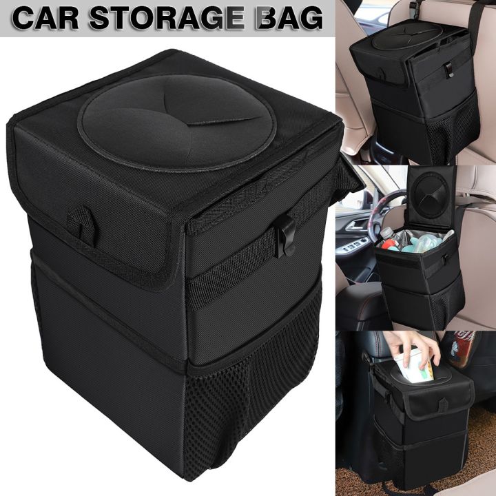 multipurpose-car-trash-can-ถังขยะในรถยนต์-กล่องเก็บของในรถ-car-storage-bag-ที่เก็บของในรถ-กระเป๋าเก็บของ-กระเป๋าใส่ของ-กระเป๋าแขวนรถ-สีดำ-t1861