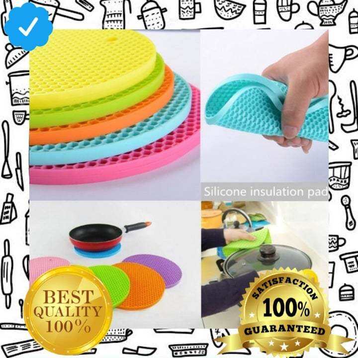 Silicone Trivet Mats Hot Pot Holder Heat Resistant Non-Slip Table  Round-4Pcs Set