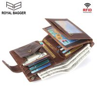 กระเป๋าสตางค์ผู้ชาย ชาย หนังวัวแท้ กระเป๋าเงินหนังม้าบ้า RFID 100% Italy Genuine Cow Leather Wallets for Men