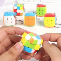 Mini Cube 3x3x3 Keychain Magic Cubes Puzzle Mofangge for Beginner Professional Cubo Magico Toys for Children Kids Brain Teasers