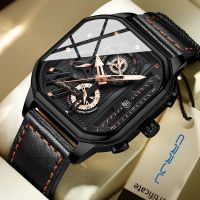 ZZOOI CRRJU Men Watch Top Brand Luxury Military Leather Square Clock Quartz Business Sport Wristwatch Relogio Masculino