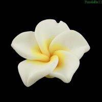 PandaHall 10 ~ 20 pc Handmade Polymer Clay 3D Flower Plumeria Beads White Hot Pink