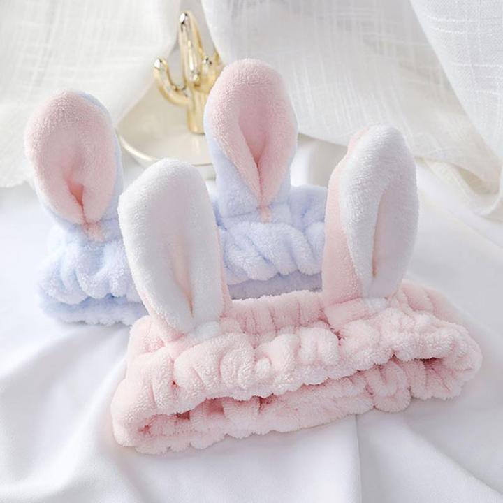 women-rabbit-ear-hair-band-bath-spa-makeup-wrap-wash-face-elastic-headband