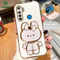 สเตอริโอ3D หรูหราตัวยึดกระจกกระต่ายน่ารักตั้งได้เคสสำหรับ Realme ด้านหลัง TPU แบบนิ่มชุบเคสโทรศัพท์5 Realme 5i 5S Realme 5S 6i Realme 7i Realme 7 Realme 5 Pro Realme 7 Pro Realme X Realme XT Realme X2