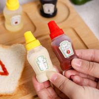 2pcs Mini Sauce Bottle Refillable Ketchup Honey Salad Containers Bottles Portable Sauce Jars Lunch Box Dressing Dispensers Box