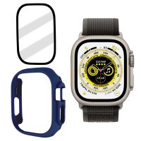 นาฬิกา PC เหยื้อกระจกฝ้านิรภัยเคสสำหรับ Apple Watch อัลตร้า49มม. (สีน้ำเงินเข้ม) (Billistore)