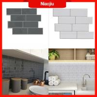 NIAOJIU ตกแต่งบ้าน DIY อิฐสีเทา 3D กาวในตัว สติกเกอร์ติดผนัง ลอกแล้วติด วอลล์เปเปอร์ รูปลอก