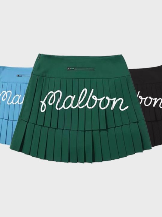 กระโปรงทรงจีบสตรีกอล์ฟแฟชั่นเข้าได้กับทุกชุดกางเกงกีฬากระโปรงเล่นกอล์ฟใส่ได้กับ-malbon-เกาหลีใต้