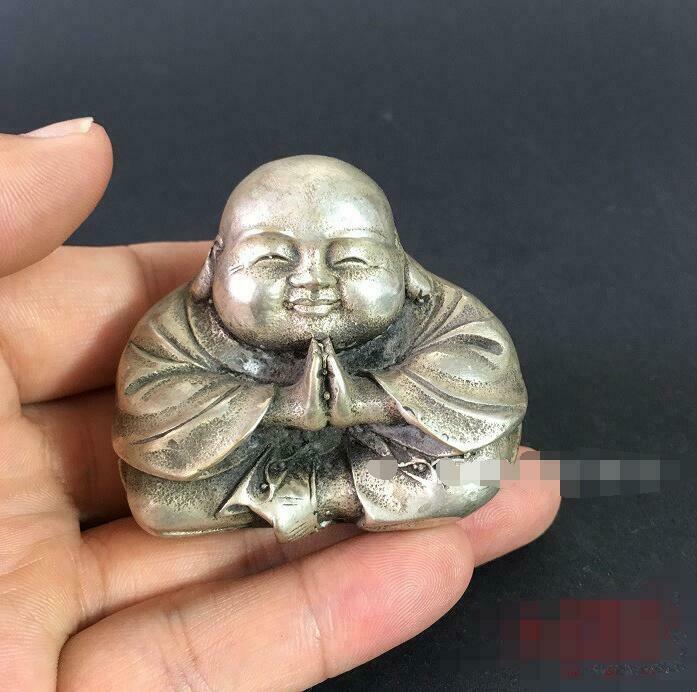 chinese-tibet-silver-carved-happy-buddha-figurine-statu-fengshui