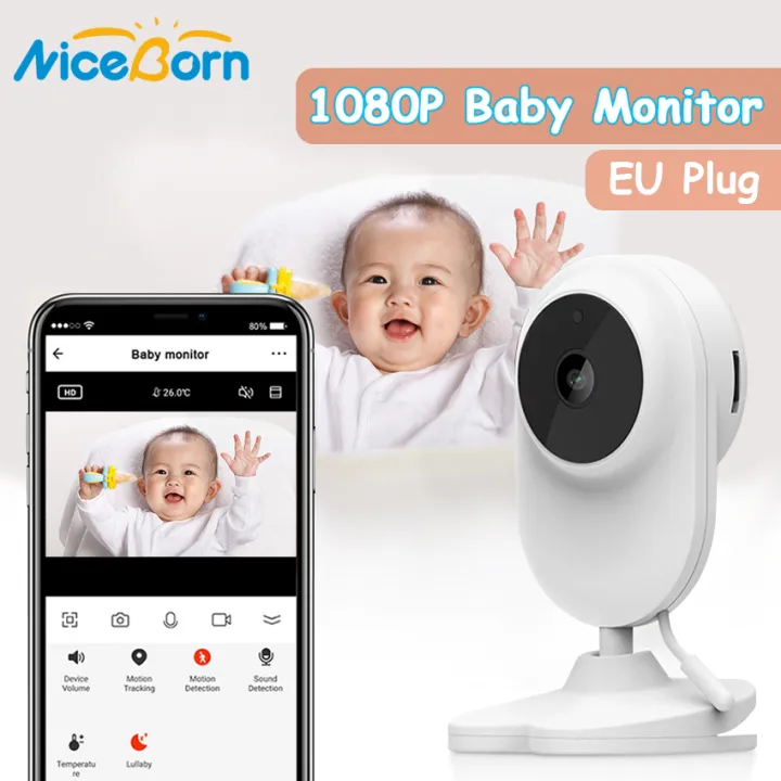 NiceBorn Kamera Bayi, Monitor Bayi 1080P HD 2.4GHz WiFi App Baby ...