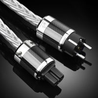 Hifi Siver-Plated Power Cable High Quality OCC Silver Power Cord With Carbon Fiber EU US AU Plug