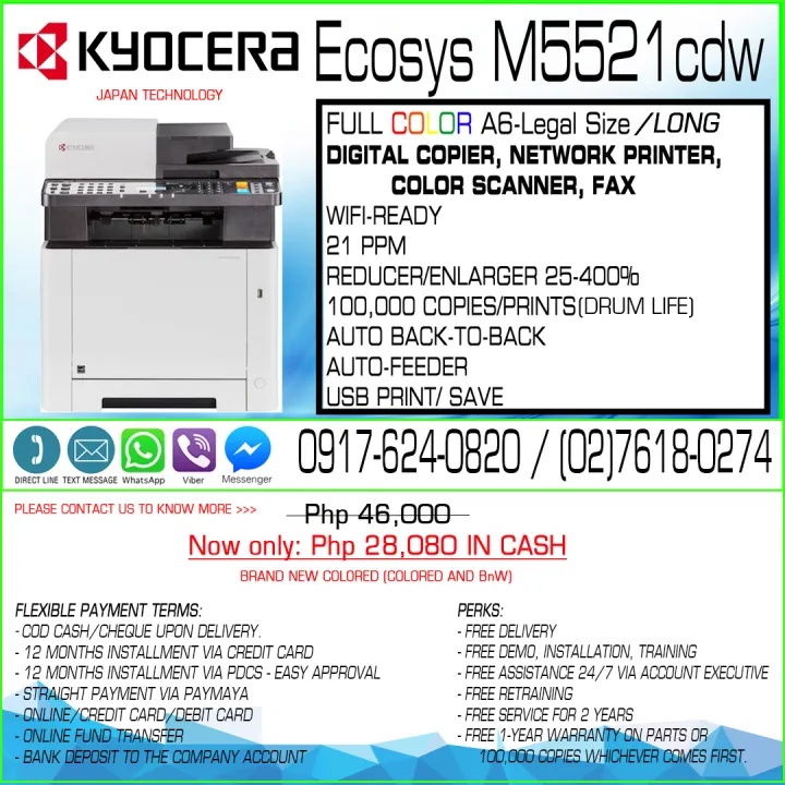 Ecosys M5521cdw Colored Printer With Photocopier Scanner And Fax Wifi Ready Lazada Ph 0365