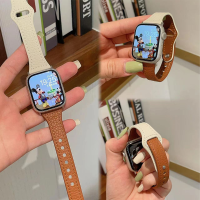 แฟชั่นสีจับคู่สายนาฬิกาหนังสำหรับ iWatch 8 7 6 5 4 3 2 1 Se สายนาฬิกาเปลี่ยนได้ 49mm 44 มม.40 มม.42mm38mm45mm41mm