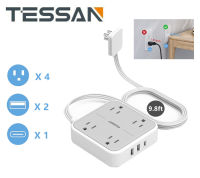 สายไฟต่อเทสันพิเศษบางรางปลั๊กไฟ 3 M พร้อมพอร์ต USB การต่อพ่วง 4 ทางสายเคเบิลต่อขยายบางพิเศษ 10 ฟุตพร้อมเครื่องชาร์จ USB 3 เครื่อง (1 พอร์ต USB ) ช่องเสียบ 4 ช่องสำหรับชาร์จโต๊ะทำงานขนาดกะทัดรัดสำหรับเรือสำราญห้องพักจำเป็นต้องใช้