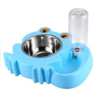 Pet Bowls,Stainless Steel Removable Dog Bowl Food Feeder With Drinking Fountain, Food blue