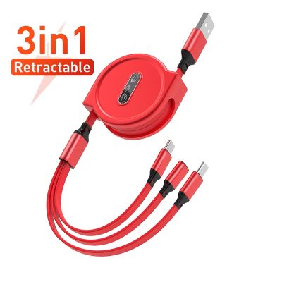 Usb ยืดหดได้ชาร์จ3 In 1,สายสำหรับ iPhone 11 12 Pro Max ประเภท C ที่ชาร์จแบตเตอรี่โทรศัพท์ Micro Xiaomi Redmi Note 10S