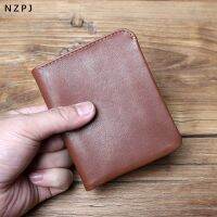 ⚡HOT SALE⚡ NZPJ Leather Mens Wallet Credit Card Bag Mini Wallet Top Cowhide Coin Wallet Womens Wallet Thin Wallet Vertical Photo Wallet