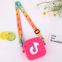 กระเป๋าสะพายข้าง Pop It For Girls Rainbow Unicorn Shoulder Bag Fidget Toys Popit Push Bubble Coin Purse Relieve Gifts