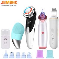 Ultrasonic Skin Scrubber LED Electric Facial Massager Vacuum Blackhead Remover Silicone Vibration Face Cleansing Brush Cleaner