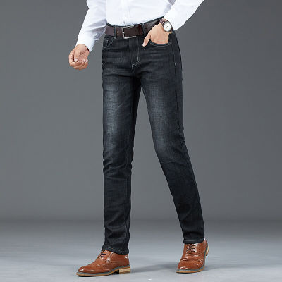 Armani กางเกงยีนส์ผู้ชายยี่ห้อคลาสสิก,กางเกงขายาวทรงตรงสำหรับผู้ชายสีดำขนาดใหญ่28-38TH
