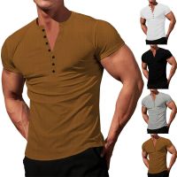 เสื้อแขนยาวสำหรับผู้ชาย Trendy Mens Knit Stretch Henley Shirt Workout Slim Fit Short Sleeve Tees Athletic Muscle Casual T Shirt No Boundaries Fitted Long Sleeve Mens Tech Shirts Long Sleeve Tee Shirt Pack Compression Swim Top Tee Shirts สแปนเด็กซ์ผู้ชาย