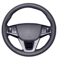 [HOT CPPPPZLQHEN 561] ปลอกหุ้มพวงมาลัยรถยนต์สีดำอุปกรณ์ตกแต่งภายในรถยนต์หนังเทียมแฟชั่นกันลื่นสำหรับ Hyundai Mistra 2013 2014