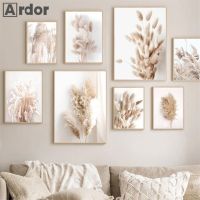 2023☸☬ Beige Pampas Grass Canvas Painting Plants Reed Posters And Prints Scandinavian Art Poster Nordic Wall Pictures Living Room Decor