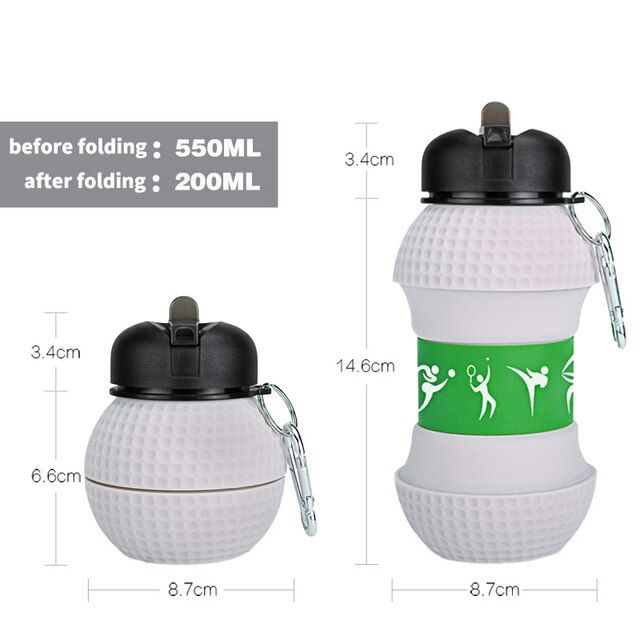 Sports Fold Water Bottle Football Basketball Tennis Leakproof