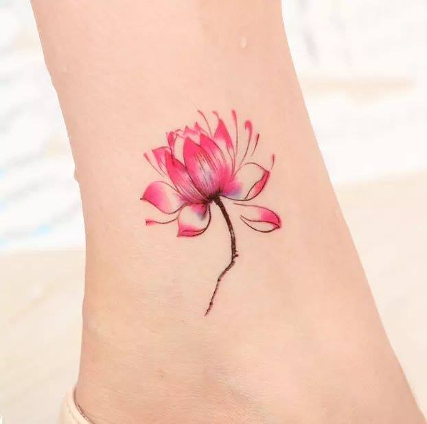 Hình xăm dán tatoo hoa hồng xanh tím đơn giản a28 | Lazada.vn