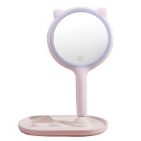 GU238 Makeup Desk Mirror with LED Lights 5X Magnifying Double-Side Mirror 3-Color Electrodeless Dimming Lighted Up