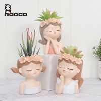 Roogo new design little fairy girl flower pots succulent pots garden planters home decor