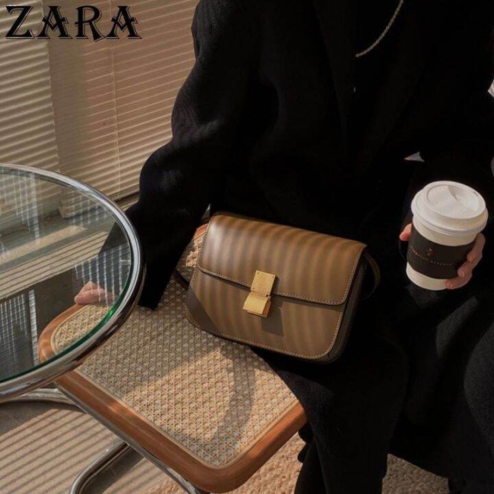 zara-niche-กระเป๋ากระเป๋าทรงเต้าหู้หรูหราน้ำหนักเบา-กระเป๋าหนังทรงสี่เหลี่ยมเล็กแมสเซ็นเจอร์สะพายไหล่เดียวเข้ากับทุกชุดย้อนยุค2023