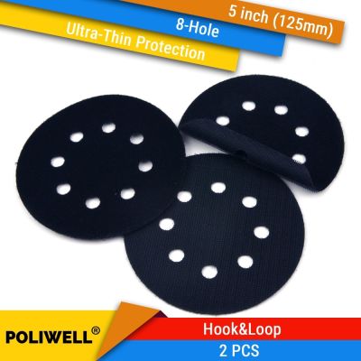 2PCS 5 Inch(125mm) 8-Hole Ultra-thin Surface Protection Interface Pad for Sanding Pads and Hook&amp;Loop Sanding Discs Thin Sponge