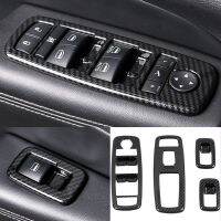 Car Carbon Fiber Window Glass Lift Button Trim Switch Cover Door Armrest Panel for Durango 2011-2022 LHD