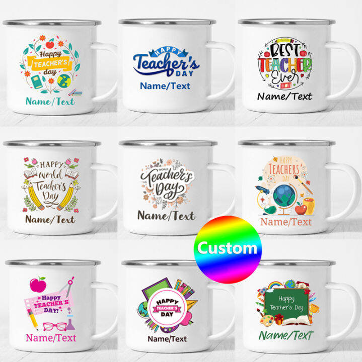 Free Custom ️ Happy Teachers Day Gifts Teacher Enamel Mug Appreciation ...