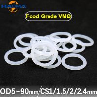 1/1.5/2mm makanan kelas O cincin Gasket VMQ silikon O cincin tahan air tahan suhu tinggi Gasket putih bulat segel mesin cuci