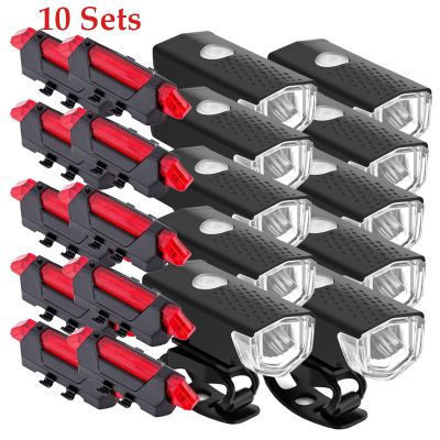 ✤ 10 Sets Bike Bicycle Light Rechargeable Headlight And Taillight Bicycle Front Light Set Waterproof Accessories Bike Lantern