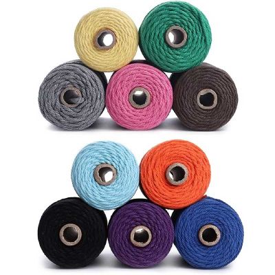 【CC】 2MM X 100m Cotton Cord Colored Twisted  Rope Macrame Yarn for Crafts Wall Hangings Hangers Accessories