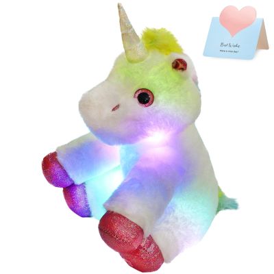 ✒♠ SHUAIYI 34cm Unicórnio Brinquedo de Pelúcia Boneca Jogar Travesseiros Stuffed Brinquedos Incandescente Animais Kawaii Luminoso para Meninas Crianças