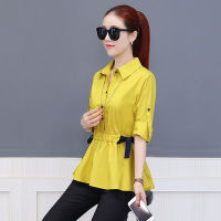 Office Work Wear Women Spring Autumn Style Chiffon Blouses Shirts Lady Casual Bow Tie Sashes Blusas Tops DD1773