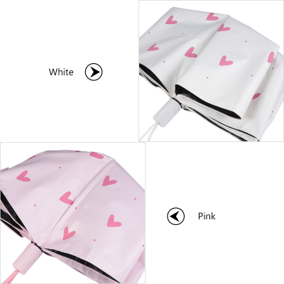 Rain Shine Umbrella Travel Universal Folding UV-Resistant Heart Pattern Sun Vinyl Men Women