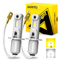 AUXITO 2ชิ้น H3 LED C An BUS ไม่มีข้อผิดพลาดรถไฟหน้าไฟตัดหมอกหลอดไฟ12โวลต์รถบรรทุกอัตโนมัติขับรถโคมไฟ H3 LED สีเหลืองสีขาว Super Bright