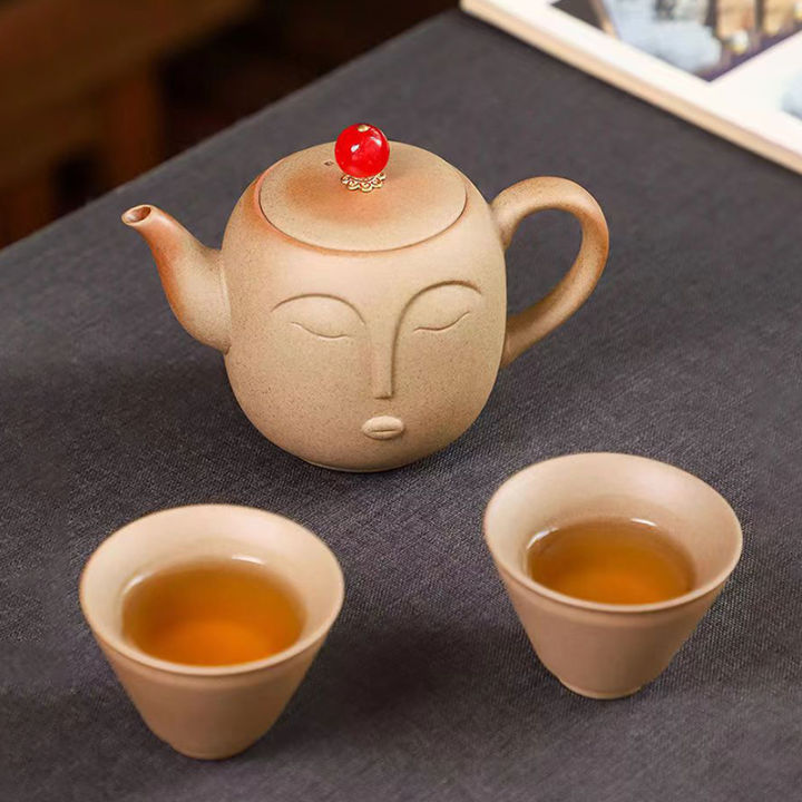 อาเกตพระพุทธรูปใบหน้าชุดน้ำชา1กาน้ำชา2tea-ถ้วยเซรามิกแก้ว-puer-ถ้วยชาและจานรองชุดกาน้ำชา-samovar-ที่จะต้มน้ำ-gaiwan-หม้อ