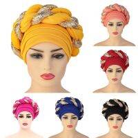 PROSPECTIVE59VE5นักร้องหญิง Aso Oke Headtie African หมวกผ้าโพกหัวอัตโนมัติหมวกผ้าโพกศีรษะที่รัดศีรษะหมวกฮิญาบแอฟริกันผ้าโพกหัวมุสลิมหมวกงานแต่งงาน